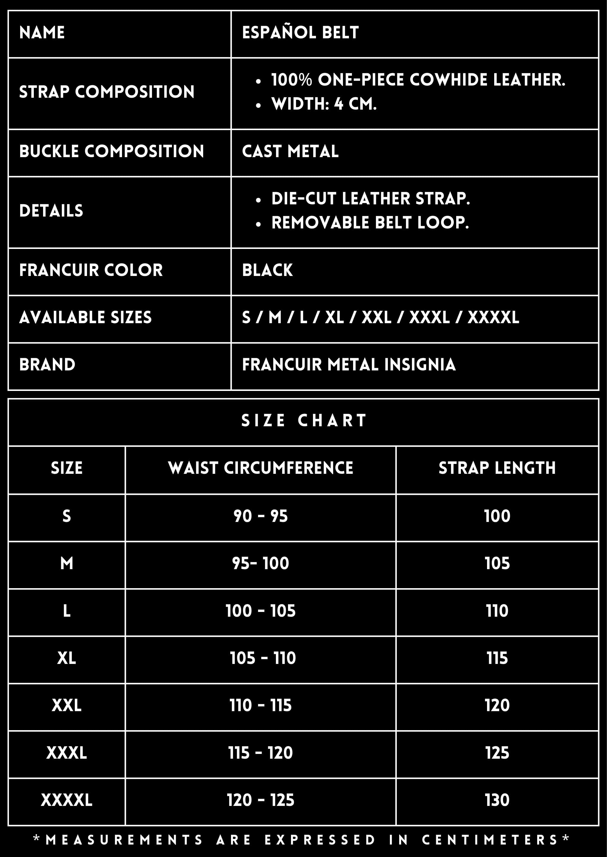TECHNICAL SPECIFICATIONS_LEATHER BELT_SPANISH BLACK_FRANCUIR